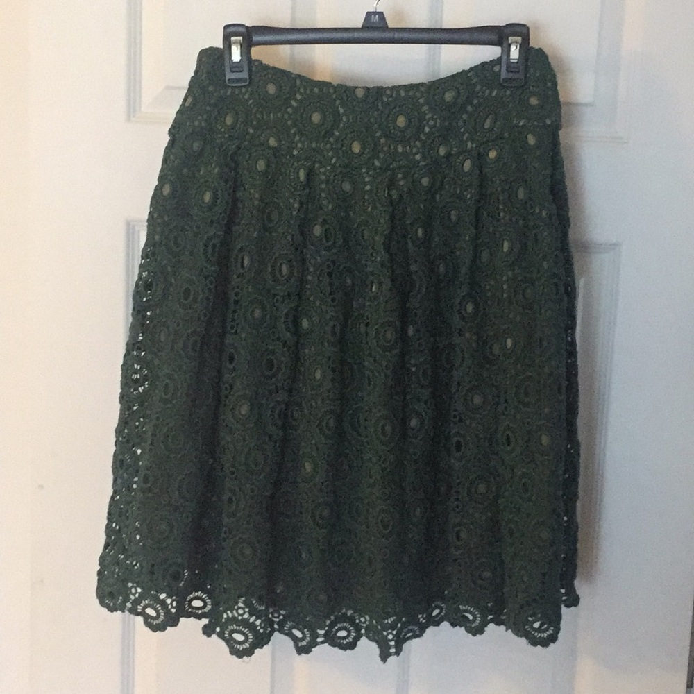 Anthro Green Lace Skirt
